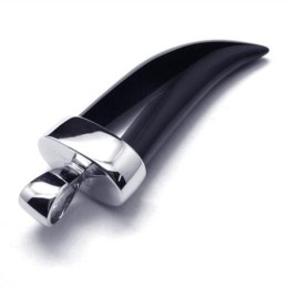 Herren Halskette Mit Speeranhänger Aus Reinem Titan Mit Onyx