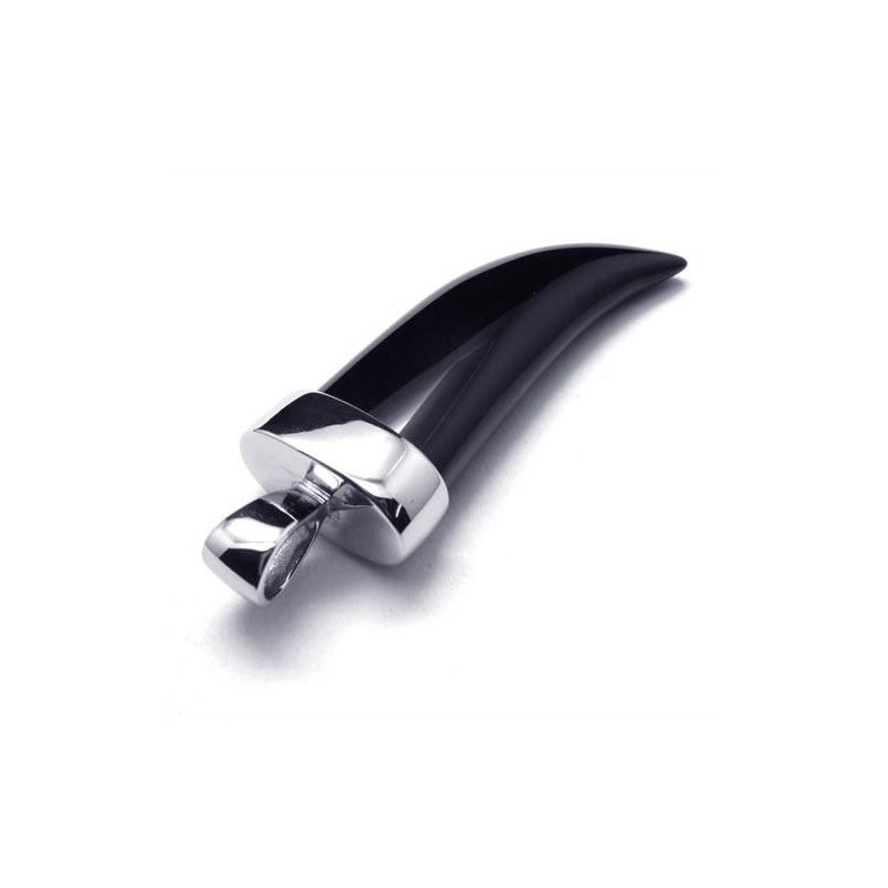 Herren Halskette Mit Speeranhänger Aus Reinem Titan Mit Onyx Herren Halskette Mit Speeranhänger Aus Reinem Titan Mit Onyx