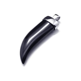 Herren Halskette Mit Speeranhänger Aus Reinem Titan Mit Onyx