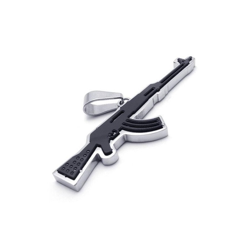 Herren-Halskette Mit Anhänger Aus Reinem Titan Mit Ak47-Gewehr Herren-Halskette Mit Anhänger Aus Reinem Titan Mit Ak47-Gewehr