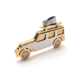 Herren-Halskette Mit Jeep-Anhänger Aus Reinem Titan, Golden