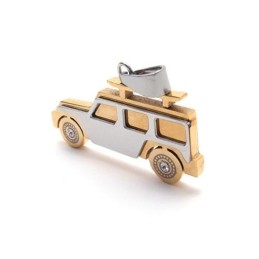 Herren-Halskette Mit Jeep-Anhänger Aus Reinem Titan, Golden