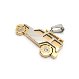 Herren-Halskette Mit Jeep-Anhänger Aus Reinem Titan, Golden