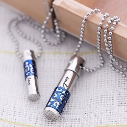 Mode Blau Schatz Liebhaber Titan Halskette Anhänger