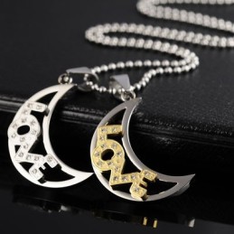 Love The Moon Sweetheart Lovers Titan Halsketten Anhänger
