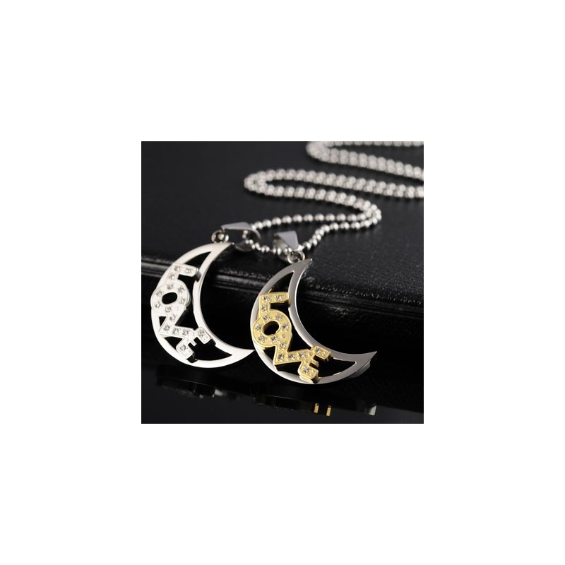 Love The Moon Sweetheart Lovers Titan Halsketten Anhänger Love The Moon Sweetheart Lovers Titan Halsketten Anhänger