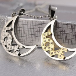 Love The Moon Sweetheart Lovers Titan Halsketten Anhänger