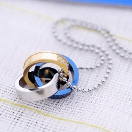 Modegeschenke Für Ihren Freund Titan-Halskette Mit Ineinandergreifendem Kreisanhänger