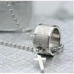 Mode Geschenk Ring Und Kreuz Titan Halskette Anhänger