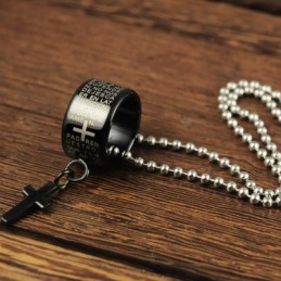Mode Geschenk Ring Und Kreuz Schwarz Titan Halskette Anhänger
