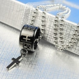 Mode Geschenk Ring Und Kreuz Schwarz Titan Halskette Anhänger