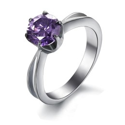 Weltweit Gut Verkaufter Damen-Titanring Mit Lila Diamant