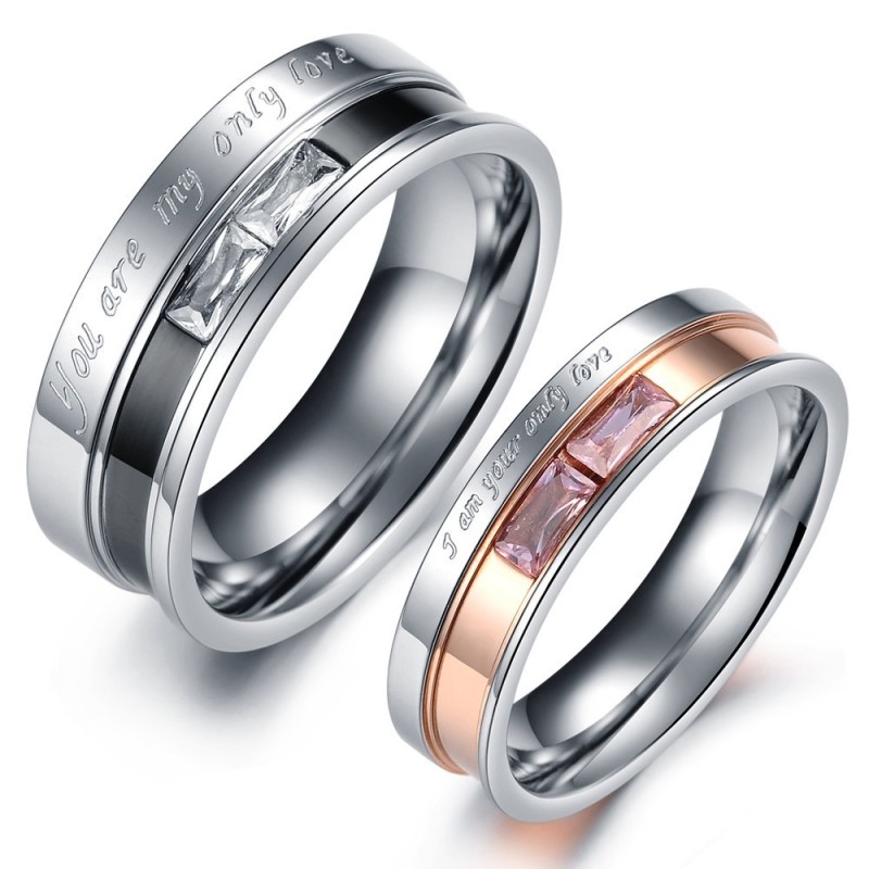 Hochwertiger Titanring Für Verliebte Mit Strass Hochwertiger Titanring Für Verliebte Mit Strass