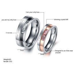 Hochwertiger Titanring Für Verliebte Mit Strass