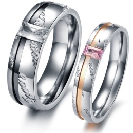 Hochwertiger Titanring Für Verliebte Mit Strass