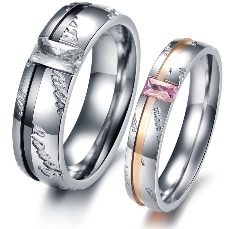 Hochwertiger Titanring Für Verliebte Mit Strass Hochwertiger Titanring Für Verliebte Mit Strass