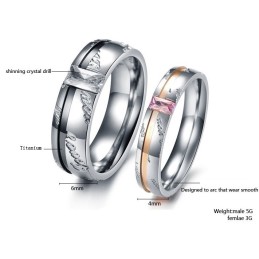 Hochwertiger Titanring Für Verliebte Mit Strass