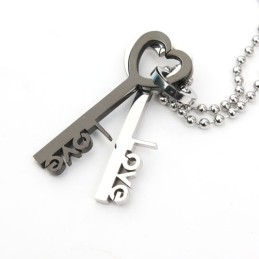 Love Key Sweetheart Lovers Titan Halskette Anhänger