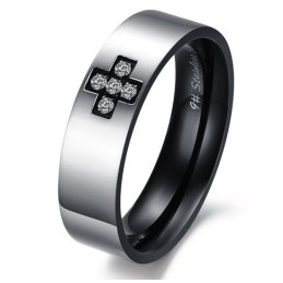 Hochwertiger Kreuz-Titanring Für Verliebte