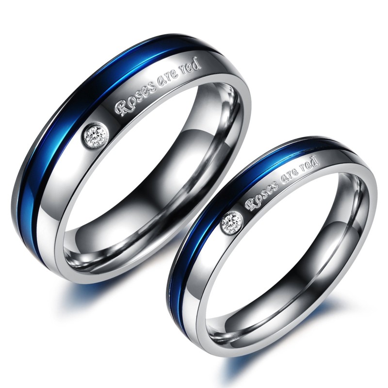 Zuverlässiger Ruf Weißer Und Blauer Titanring Für Liebhaber Mit Diamant Zuverlässiger Ruf Weißer Und Blauer Titanring Für Liebhaber Mit Diamant