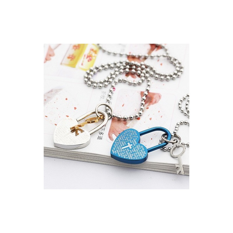 Mode Bibel Liebe Schloss Und Schlüssel Schatz Titan Halsketten Anhänger
