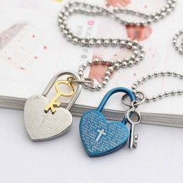 Mode Bibel Liebe Schloss Und Schlüssel Schatz Titan Halsketten Anhänger