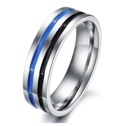 Einfach Zu Verwendender Blau-Schwarzer Titanring Für Liebhaber