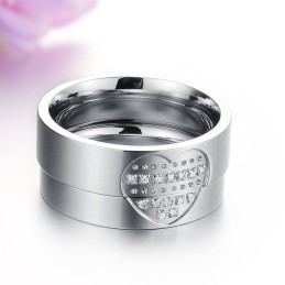 Hochwertiger Sweetheart Titanring Für Verliebte Mit Strass