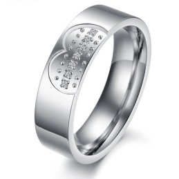 Hochwertiger Sweetheart Titanring Für Verliebte Mit Strass