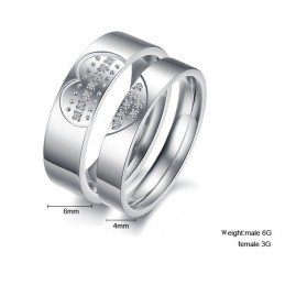 Hochwertiger Sweetheart Titanring Für Verliebte Mit Strass