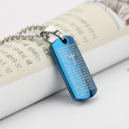 Mann Himmel Blau Kreuz Bibel Titan Stahl Anhänger Halskette Geschenk