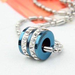 Modischer Blauer Ring Mit Diamant-Titan-Anhänger Und Halskette