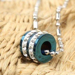 Modischer Blauer Ring Mit Diamant-Titan-Anhänger Und Halskette