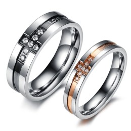Der König Der Menge Kreuz Titan Ring Für Liebhaber Mit Strass