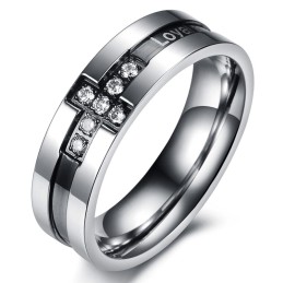 Der König Der Menge Kreuz Titan Ring Für Liebhaber Mit Strass