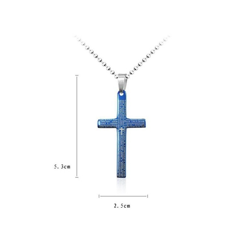 Exquisiter Mann Blauer Bibelkreuz Anhänger Und Halskette Exquisiter Mann Blauer Bibelkreuz Anhänger Und Halskette