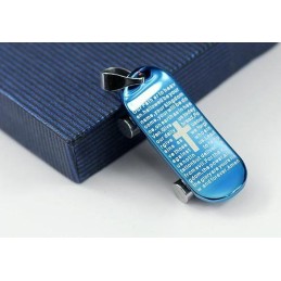 Mann Blaues Kreuz Bibel Skateboard Anhänger Und Halskette