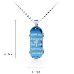 Mann Blaues Kreuz Bibel Skateboard Anhänger Und Halskette