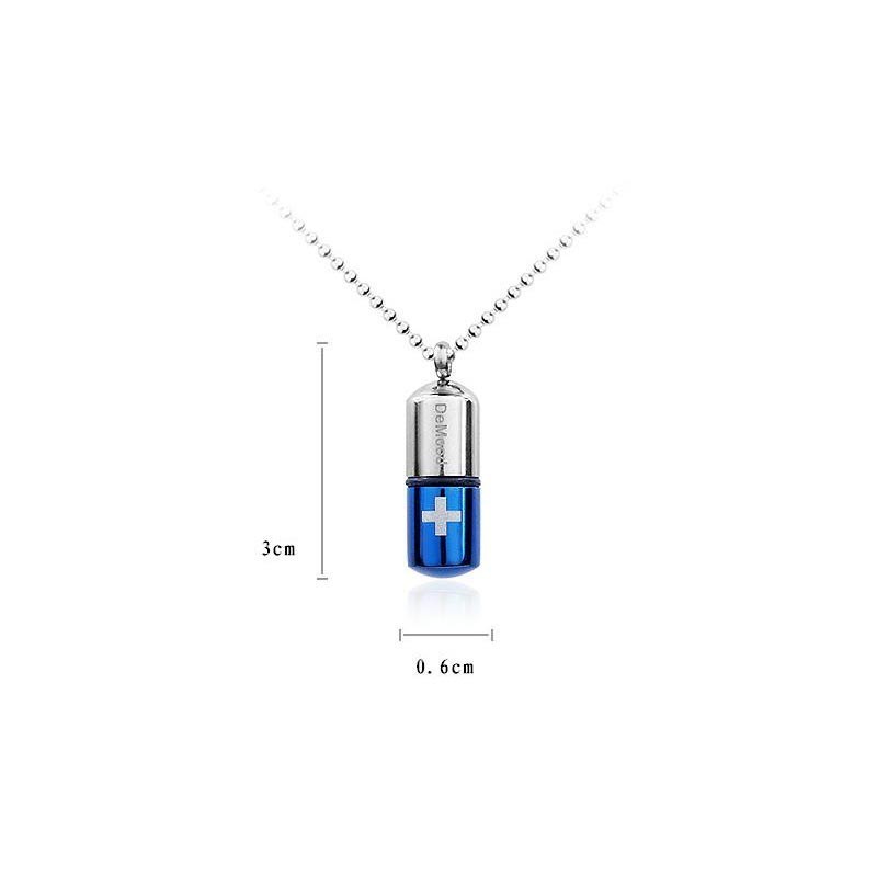 Blaue Halskette Mit Kreuzanhänger Aus Reinem Titan In Silber Blaue Halskette Mit Kreuzanhänger Aus Reinem Titan In Silber