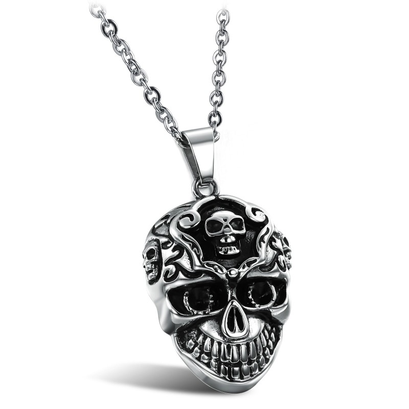 Hochwertige Titan-Halskette Mit Totenkopf Für Männer Hochwertige Titan-Halskette Mit Totenkopf Für Männer