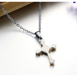 Einfach Zu Verwendende Titan-Halskette Mit Weiblichem Kreuz Und Strass