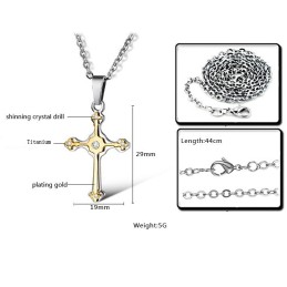 Einfach Zu Verwendende Titan-Halskette Mit Weiblichem Kreuz Und Strass