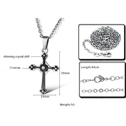 Hochwertige Titan-Halskette Mit Weiblichem Kreuz Und Strass