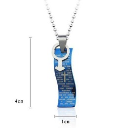 Blauer Stil Bibel Kreuz Titan Anhänger Und Halskette Symbole Für Mann