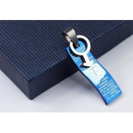 Blauer Stil Bibel Kreuz Titan Anhänger Und Halskette Symbole Für Mann