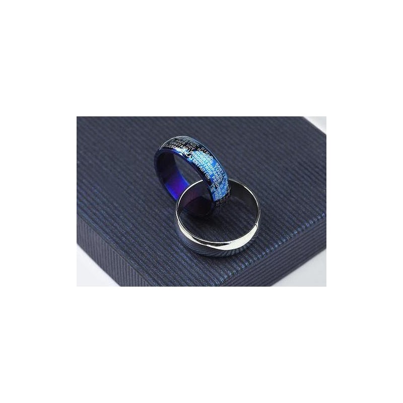 Blau Und Silber Kreuz Bibel Ringe Titan Anhänger Und Halskette Blau Und Silber Kreuz Bibel Ringe Titan Anhänger Und Halskette