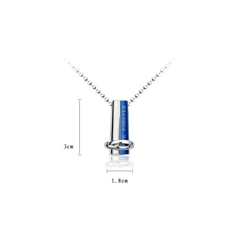 Love Forever – Zweiteilige Halskette Mit Titan-Anhänger In Blau Und Silber Love Forever – Zweiteilige Halskette Mit Titan-Anhänger In Blau Und Silber