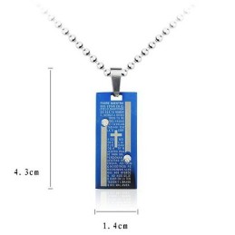 Mode Blau Kreuz Bibel Zwei Sterne Titan Anhänger Halskette