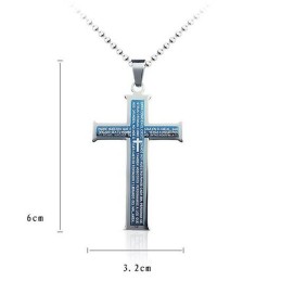 Bibel Blau Und Silber Kreuz Titan Anhänger Und Halskette