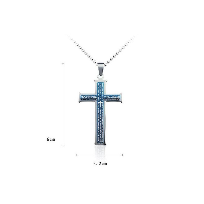 Bibel Blau Und Silber Kreuz Titan Anhänger Und Halskette Bibel Blau Und Silber Kreuz Titan Anhänger Und Halskette
